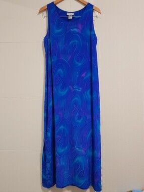 90s Vintage Simply Silk 100% Silk Sleeveless Sheath Maxi Dress